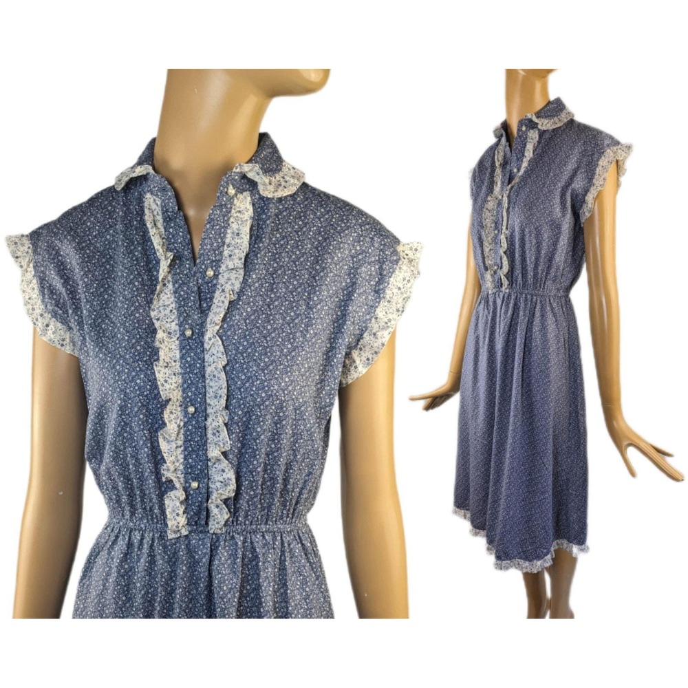 Luci Sellini California 70s Calico ditsy floral ruffle collar